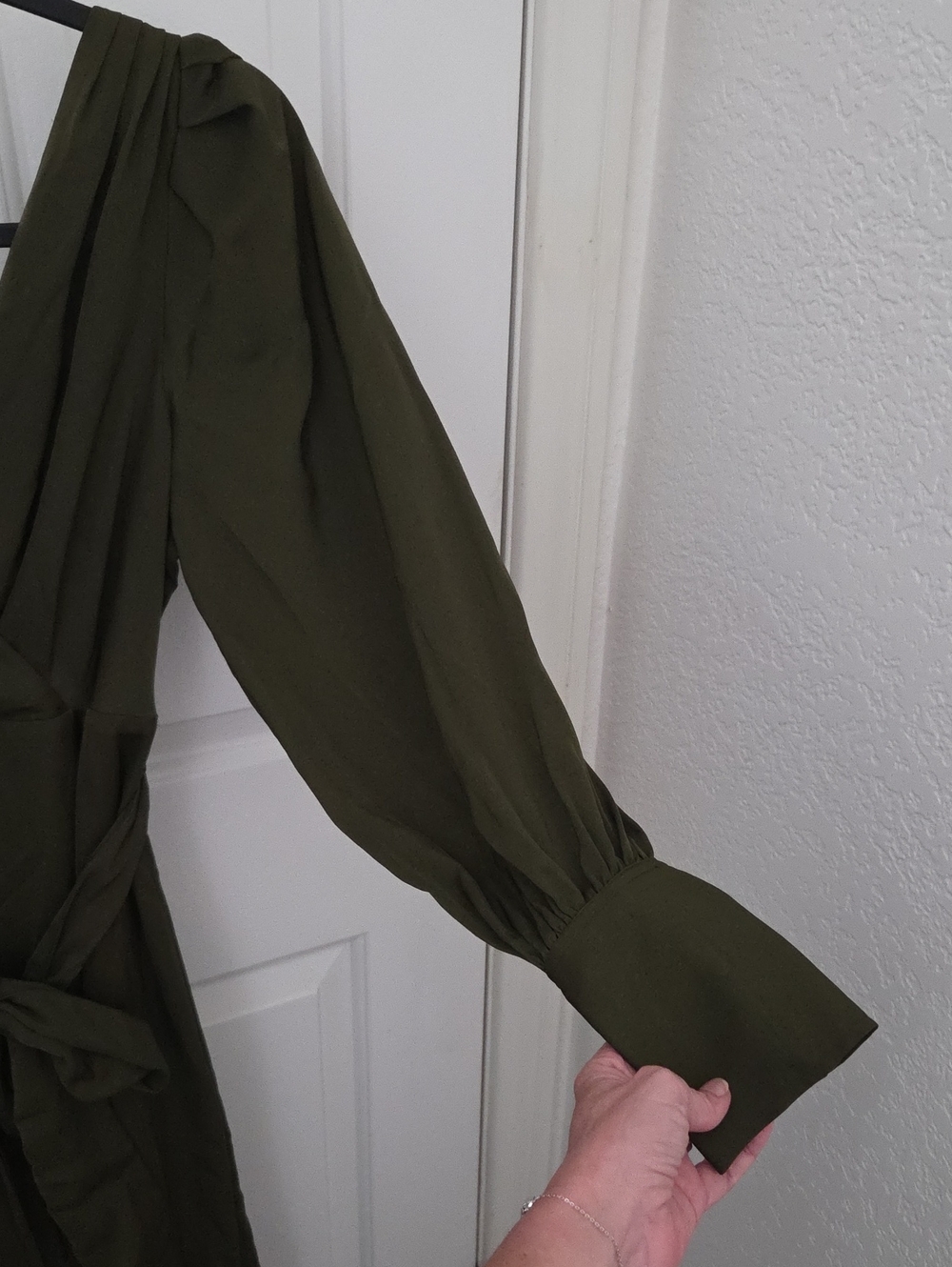 Banana Republic Olive Green Maxi Wrap Dress with Tie Waist - Picture 5 of 8